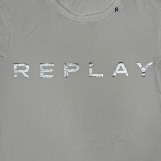 (XS) Replay White Y2K Blouse