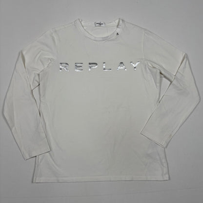 (XS) Replay White Y2K Blouse