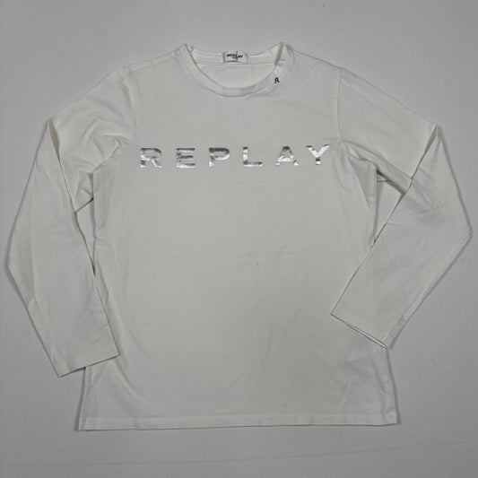 (XS) Replay White Y2K Blouse