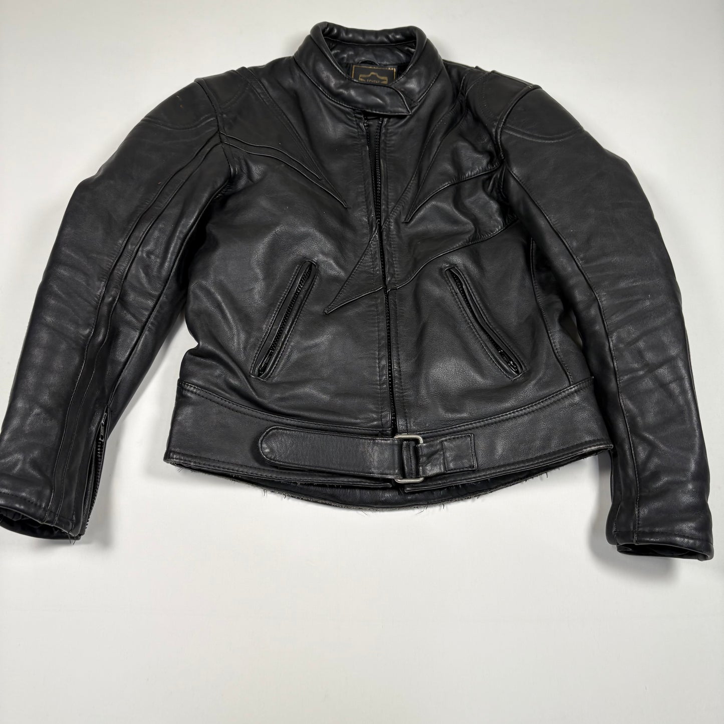 (L) Genuine Leather Black Moto Jacket