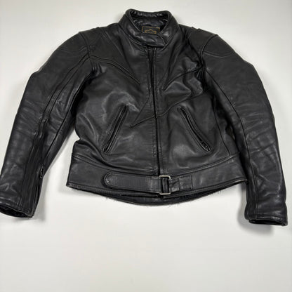(L) Genuine Leather Black Moto Jacket
